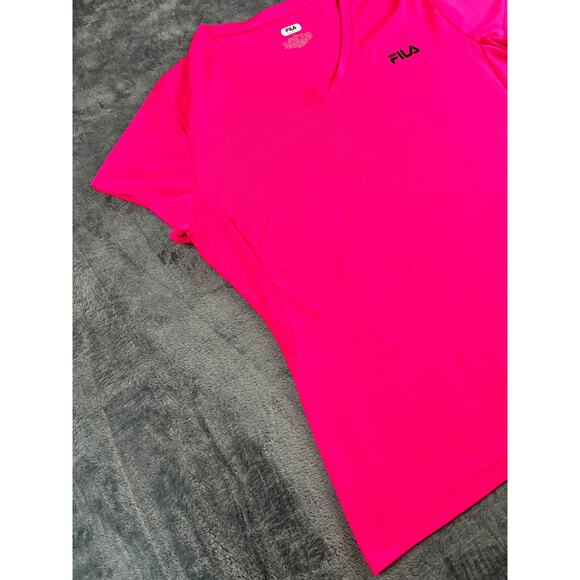 FILA Women’s XL Bright Pink V-Neck Performance Tee Excellent - Picture 4 of 10